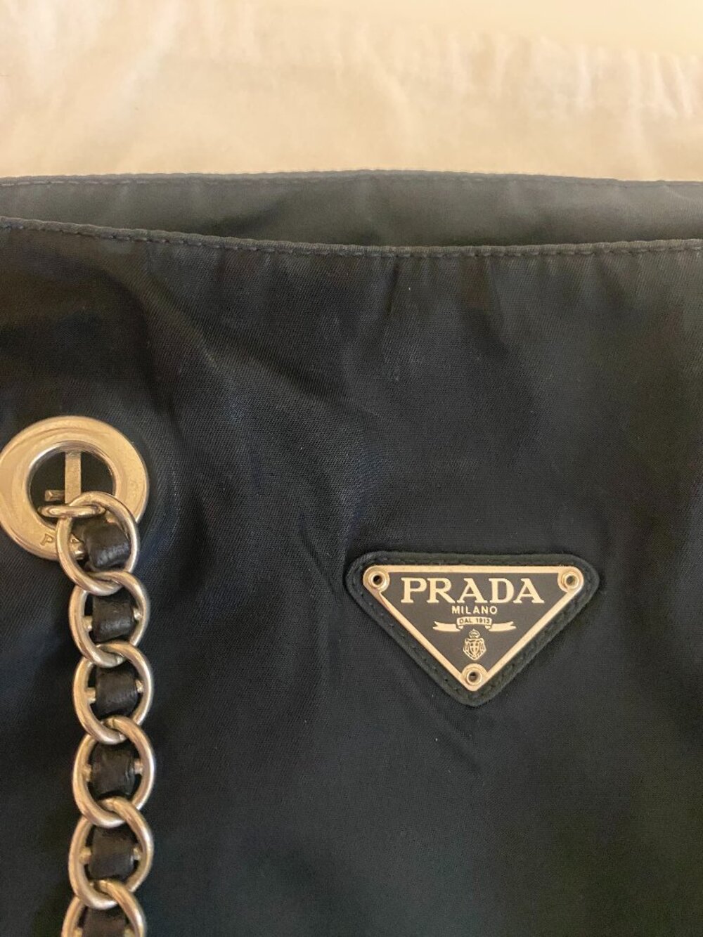 Authentic Preowned Classic Prada Nylon Shoulder Bag in Dark Navy. - Picture 12 of 17